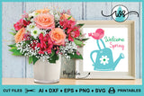 SVG Welcome Spring Watering Can Bird