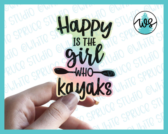 Sticker Holographic, Happy is the Girl Who Kayaks