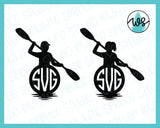 SVG Kayak Logo Monogram, Man Woman Solid Circle