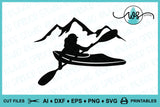 SVG Kayak Logo, Kayak Girl Mountains