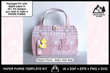 3D Paper Purse Template, Baby Tote Bag