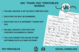 Printable 100 Thank You PNG Bundle