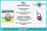 3D Paper Bunny Egg Basket SVG Cut File, Easter Treat Box Template