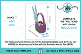 3D Paper Bunny Egg Basket SVG Cut File, Easter Treat Box Template