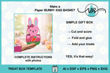 3D Paper Bunny Egg Basket SVG Cut File, Easter Treat Box Template