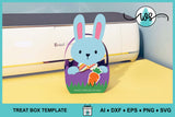 3D Paper Bunny Egg Basket SVG Cut File, Easter Treat Box Template
