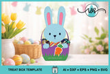 3D Paper Bunny Egg Basket SVG Cut File, Easter Treat Box Template