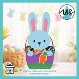 3D Paper Bunny Egg Basket SVG Cut File, Easter Treat Box Template