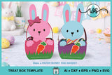 3D Paper Bunny Egg Basket SVG Cut File, Easter Treat Box Template