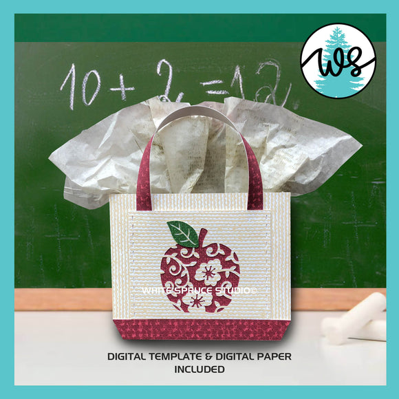 3D Paper Purse SVG Floral Apple Teacher Gift