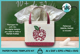 3D Paper Purse SVG Floral Apple Teacher Gift