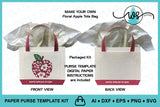 3D Paper Purse SVG Floral Apple Teacher Gift