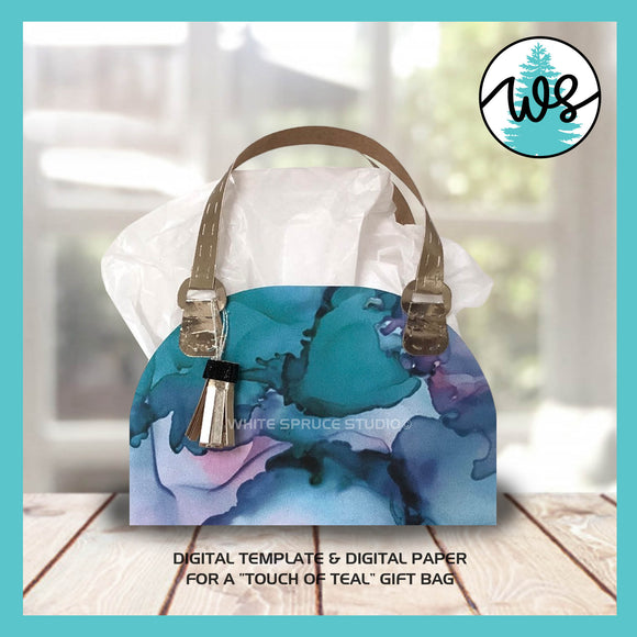 3D Paper Purse Template, Touch of Teal