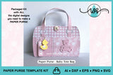 3D Paper Purse Template, Baby Tote Bag