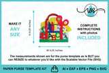 3D Paper Purse Template, ABC123