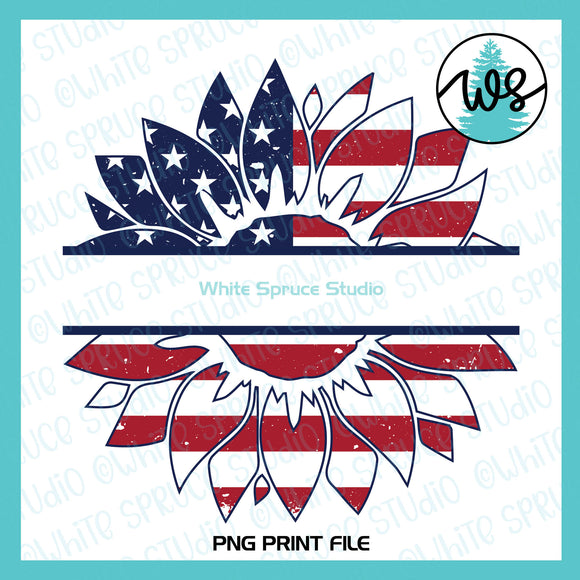 Printable Patriotic USA Flag Sunflower