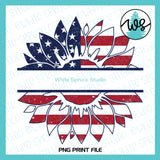 Printable Patriotic USA Flag Sunflower