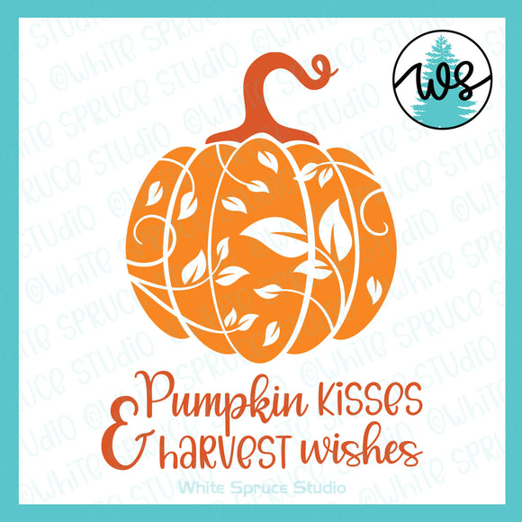 SVG Autumn Logo, Pumpkin Kisses & Harvest Wishes
