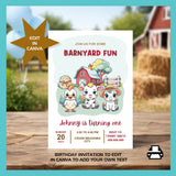 Barnyard Farm Animals Birthday Invitation Canva Edit