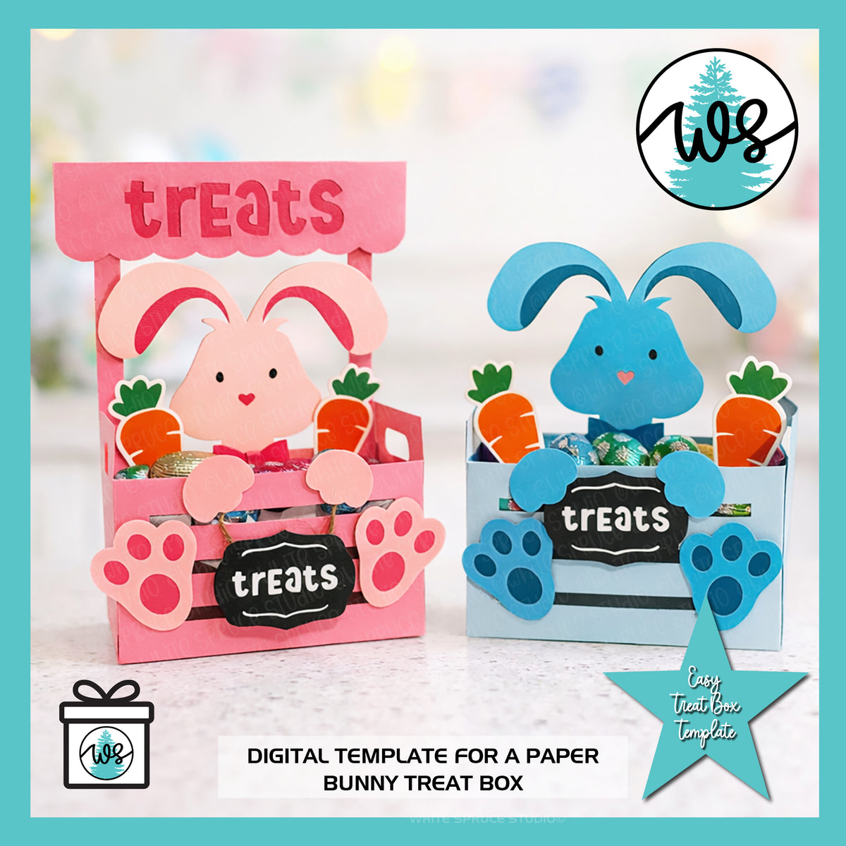 Bunny Treat Box SVG Template | Easter Candy Box – White Spruce Studio