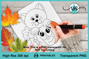 Printable Cartoon Pumpkin and Kitty