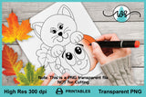 Printable Cartoon Pumpkin and Kitty
