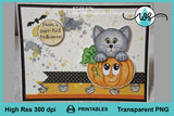 Printable Cartoon Pumpkin and Kitty