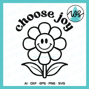 Choose Joy Retro SVG PNG DXF | Positive Quote Cut File