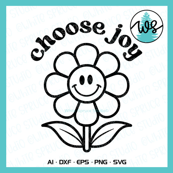 Choose Joy Retro SVG PNG DXF | Positive Quote Cut File