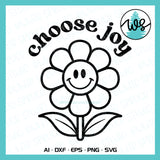 Choose Joy Retro SVG PNG DXF | Positive Quote Cut File