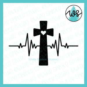 SVG Inspirational Logo, Heartbeat Cross