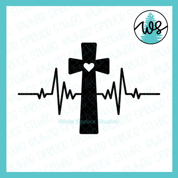 SVG Inspirational Logo, Heartbeat Cross