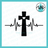 SVG Inspirational Logo, Heartbeat Cross