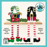 Christmas 3D Elf and Santa Treat Box Set SVG Templates