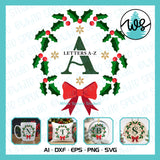 SVG Christmas Alphabet Letters Holly Monogram