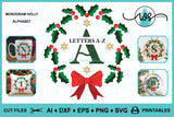 SVG Christmas Alphabet Letters Holly Monogram