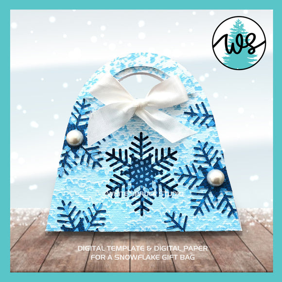 3D Paper Purse Template Snowflake Gift Bag with Digital Paper