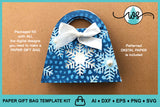 3D Paper Purse Template Snowflake Gift Bag with Digital Paper