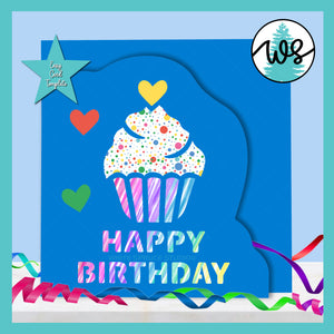 Card Template Cupcake Birthday Side Edge Card