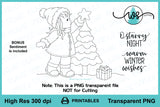 Digital Stamp Winter Girl with Christmas Tree