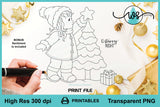 Digital Stamp Winter Girl with Christmas Tree