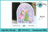 Digital Stamp Winter Girl with Christmas Tree