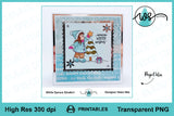 Digital Stamp Winter Girl with Christmas Tree