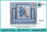 Digital Stamp Winter Girl with Christmas Tree