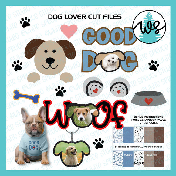 Dog Clipart SVG: Scrapbook Kit with Photo Frames (Digital Download)