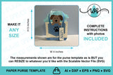 Dog Lover Paper Purse SVG Template, Puppy Gift Box