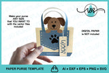 Dog Lover Paper Purse SVG Template, Puppy Gift Box