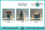 Dog Lover Paper Purse SVG Template, Puppy Gift Box