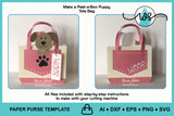 Dog Lover Paper Purse SVG Template, Puppy Gift Box