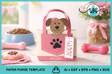 Dog Lover Paper Purse SVG Template, Puppy Gift Box